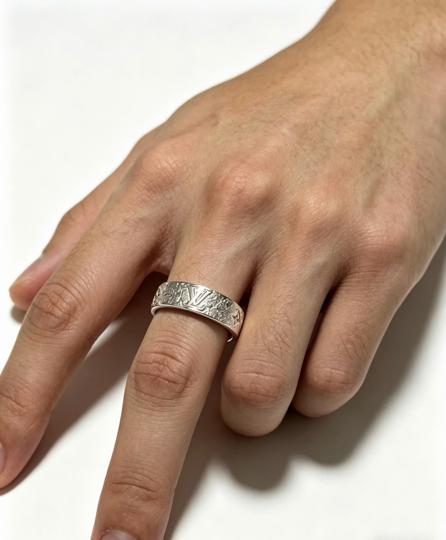 Louis Vuitton Silver Ring with Diamond Accents